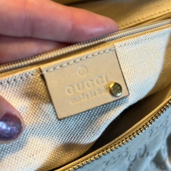 🛑 1 hour sale. Gucci, Cream Ivory Leather Gucci Handbag, w/ COA - Picture 6 of 16